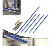 WUDLEP Stainless Steel Concrete Bull Float Tools, 120x30cm Round End Bull Float with 4 Float Handle, Adjustable Bracket Concrete Finishing Tools Include a Trowel for Concrete Finishing, Blue