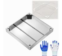 WUDLEP Stainless Steel Manhole Cover and Frame, 500x500x55mm, Square Septic Tank Lid with Gloves, Invisible Sewage Basin Cover, Heavy Duty Metal Inspection Lid for Driveways, Patios, Pavements