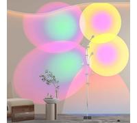 WUDLEP Sunset Halo Projection Floor Lamp, 4000K Led with Replaceable Color Filters, Unique 5 Head Floor Light Colour Background Decorative, Adjustable Galvanized Chrome Sunset Light for Living Room