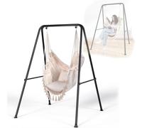 WUDLEP Swing Stand with Hammock Chair, Max Load 330lbs Hammock Chair Stand with Two Throw Pillows, 125x125x160 cm, Hanging Chair Stand for Outdoor or Indoor