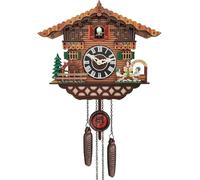 WUDLEP Traditional Cuckoo Wall Quartz Clock, Country Style Wall Decoration Wooden Horologe with Volume Control, House Clock for Wall Hanging Decorations, Brown Tone