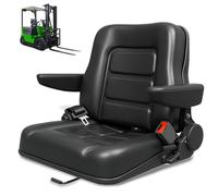 WUDLEP Universal Forklift Seat, Foldable Tractor Seats, Waterproof Tractor Seats with Adjustable Angle Back Armrest, Safety Belt for Tractors, Skid Loader, Telehandler, Excavator
