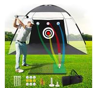 WuDLi Golf Hitting Net, 10X7ft Backyard Driving Golf Net with Triple Turf Golf Mat and 9 Golf Practice Balls for Indoor/outdoor/school/office