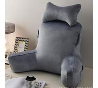 WuDLi Reading Pillow, Bed Rest Pillow with Removable Neck Roll and Arms for Sitting in Bed or On the Couch, Backrest for Adults, for Reading, TV, Dark Grey Dark grey 83 * 61 * 38CM