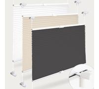 wudomi Easyfix Pleated Blind, No Drilling Required, Anthracite 75 x 130 cm, Pleated Roller Blind for Windows, Easy to Install, Privacy Screen and Sun Protection