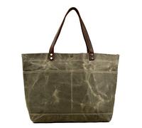 WUDON Waxed Canvas Travel Tote Bag - Extra Large Carryall Shoulder Bag for Women, Green, XL