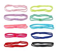 Wudong 10 Pack Elastic Sport Double Headbands,Stretchable Non-slip Sweatbands Slim Hairbands for Running Football Workout Yoga and More