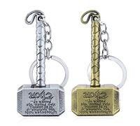 WUDQIJI 2 Pieces Zinc Alloy Thor Hammer Bottle Opener with Keyring, Creative Avengers Corkscrew, Durable Home Bar Decoration
