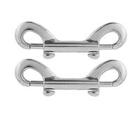 WUDQIJI Double Carabiner Hooks, Pack of 2, Long, 100 mm, Double-Sided Snap Hook, Double End Bolt Snap Double Carabiner, Bolt Catch Chains, Snap Hook for Dog Lead, Climbing, Camping, Webbing