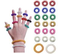 WUDQIJI Massage Rings for Fingers, 18 Pieces, Acupressure Ring Set, Anti-Stress Finger Massage Ring with 2 Pieces, Bracelet, Stress Relief for Acupressure, Promotes Blood Circulation