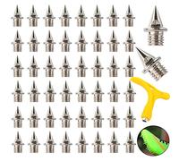 WUDQIJI Spike Nails 50 Pack, 7mm x 5mm, Replacement Athletics Spikes for Sports Shoes, Track Spikes, Cross-Country Spikes, with Spike Key, Silver