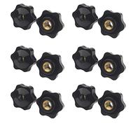 WUDQIJI Star Grip Nut Pack of 12 M5 x 25 mm Black Brass Plastic Star Head Clamping Nut