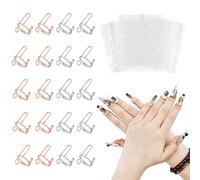 Wudu 20 Pcs Adjustable Nail Rings with 120 Self-Adhesive Nail Tabs, Reusable Removable Nail Rings for Halal Nails, Muslim Manicure Nails (Rose Gold, Silver)