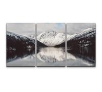 WUDUM 3 Piece Canvas Wall Art Snow Mountain with Reflection in The Lake Landscape Painting Modern Framed Artwork Ready to Hang 60x90cm(24x35in) x3 with frame