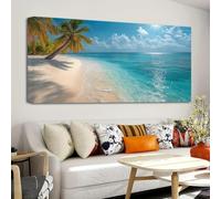 WUDUM Large Size Canvas Wall Painting - Tropical Beach Ocean Waves Wall Art,Seascape Decorative Painting For Living Room,Bedroom 28"x55"(70x140cm) with frame