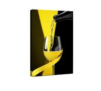 WUDUM Modern Minimalist Wine Glass Painting Artwork - Black Background with Yellow Liquid Canvas Print Contemporary Wall Art Poster(80x120cm(31x47in)/Framed)