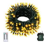 Wudyfei 1 Pack 20M 200LED Fairy Lights Battery Operated, Waterproof Christmas Tree Lights with Remote, 8 Modes Dimmable Indoor & Outdoor String Lights for Garden Wedding Xmas Décor(Warm White)