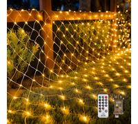 Wudyfei Net Lights Outdoor Indoor, 3m x 2m Mesh Fairy Lights Plug in with Remote Timer, Waterproof Connectable String Lights with 8 Light Modes Dimmable for Xmas Tree, Bush, Gazebo, Balcony, Window