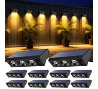Wudyfei Solar Fence Lights Outdoor, 10 Pack Solar Wall Lights with 3LED, Waterproof IP65, 3 Convex Lenses Increase Brightness Solar Powered Garden Lights for Patio Yard Deck Gate Decorations