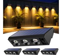 Wudyfei Solar Fence Lights Outdoor, 4 Pack Solar Wall Lights with 3LED, Waterproof IP65, 3 Convex Lenses Increase Brightness Solar Powered Garden Lights for Patio Yard Deck Gate Decorations