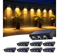 Wudyfei Solar Fence Lights Outdoor, 8 Pack Solar Wall Lights with 3LED, Waterproof IP65, 3 Convex Lenses Increase Brightness Solar Powered Garden Lights for Patio Yard Deck Gate Decorations