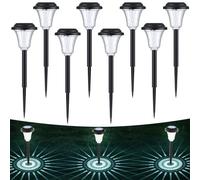 Wudyfei Solar Lights Outdoor Garden, 8 Pack LED Garden Lights Solar Powered Waterproof, Auto On/Off Pathway Lighting for Patio, Lawn, Yard, Landscape, Walkway, Path, Garden Decor(Cool White)