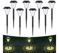 Wudyfei Solar Lights Outdoor Garden 8 Pack, LED Garden Lights Solar Powered Waterproof, Solar Pathway Lights Outside for Patio,Lawn,Yard, Landscape, Walkway, Path Decor(Warm White)