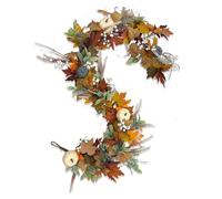 wueiooskj 5.91 FT Artificial Autumn Fall Garland, Hanging Realistic Fall Garland with Pumpkin, Realistic Maple Leaf Garlands Harvest Decor for Mantle, Table Fireplace, Porch