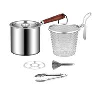 wueiooskj Deep Frying Pot Multifunctional Kitchen Tool Stainless Steel Frying Chicken Effortless Cooking Solution French Fries Deep Fryer Pot Strainer Ladle