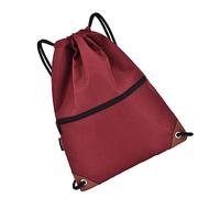 wueiooskj Drawstring Backpack Oxford Cloth Waterproof Shoulder Strap Portable Workout Hiking Sports Tote Bag Folding Pocket, Red