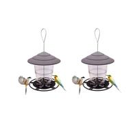 wueiooskj Durable Bird Feeders 2 Pack Outside Attract All Varieties Of Wild Birds Starlings Tits Warblers Blue Birds Finches Easy To Hang Brid Feeder Red House, gray