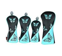 wueiooskj Effective Golf Woods Headcovers Clubs Dents Scratchproof Long Neck Easy Gifts For Men Women Designed Elastic Band PU Butterfly Golf Club Head Cover Club Headcover
