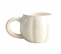 wueiooskj Halloween Pumpkin Mug 500ml/16.94oz, Ceramic Pumpkin Shaped Coffee Mug, Adorable Milk Cup for Halloween, Autumn Festival, Thanksgiving, White