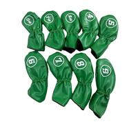 wueiooskj Irons Wrap Set Waterproof Pu Leather Golf Irons Head Covers Universal Fit Golf Club Head Cover With Number Tag And Elegant Club Cover With Number Tag Covers Wrap, Green, 17x7x1.2cm