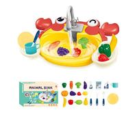 wueiooskj Kids Play Kitchen Toy Sink Set With Cartoon Electric Washbasin For Girls Boys Children Dishwashing Table Kitchen Play , red
