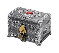 wueiooskj Medium Pirate Theme Treasure Chest Kids Toy Treasure Chest Offers Fantastic Style And Functionality In One Multifunctional Toy Box With Lock Birthday Gift , ancient silver , 14x11x10.5cm