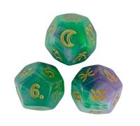 wueiooskj Multi Sides Dices Polyhedral Dice Set Astrology Dice For RPG Parties Fun Game Nights Dices Are Suitable For Table Game Polyhedral Set Astrology Role Play, green and gold, 1.4cm