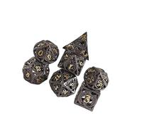 wueiooskj Stylish 7-Piece Hollow Metal DND Dice Set with Carry Case for D D PRG Math Teaching Leather Pouch