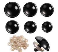 WUERKIYA 56 Pieces Large Safety Eyes for Amigurumi Stuffed Animal, 16-30 mm Plastic Craft Crochet Eyes for DIY Puppet, Bear, Doll Making Supplies, 6 Sizes (Black)