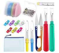 WUERKIYA 74Pcs Sewing Tools Kit, 10Pcs Professional Tailor's Chalk, 7 Tailor's Clips, 4 Pcs Seam Ripper and 1Pcs Sliding Gauge with 50Pcs Quilting Sewing Pins and 1Pcs Snip Scissor Assortment Kit