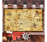 WUERKIYA Pirate Treasure Map Backdrop Island Treasure Map Banner Nautical Tapestry Hanging Decoration for Treasure Hunt Theme Party Birthday Party Home Playroom Background