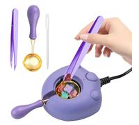 WUERLIN Electric Wax Seal Warmer, Wax Seal Kit with Spoon and Tweezers Great Tool for DIY Wax Seals, Wax Seal Stamp and Melting Wax Seal Sticks Sealing Wax Beads (Purple)