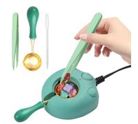 WUERLIN Electric Wax Seal Warmer, Wax Seal Kit with Spoon and Tweezers Great Tool for DIY Wax Seals, Wax Seal Stamp and Melting Wax Seal Sticks Sealing Wax Beads (Green)