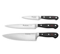 Wüsthof Classic 3-Piece Chef's Knife Set, Black | Includes chef, utility and paring knives to cover all commercial kitchen slicing, dicing and prep tasks with ease.