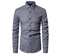 WUFANGBU Mens T Shirts Cotton Men Shirts Solid Color Single Pocket Long Sleeve Shirts For Men Shirts Men Eurxxl85-95Kg S7039-Gy