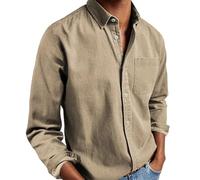 WUFANGBU Mens T Shirts Mens Shirts Long Sleeve Dress Shirts Tops Man Casual White Shirt Blouses Fashion Elegant Shirts Man Clothing 5Xl Khaki