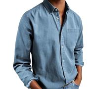 WUFANGBU Mens T Shirts Mens Shirts Long Sleeve Dress Shirts Tops Man Casual White Shirt Blouses Fashion Elegant Shirts Man Clothing L Skyblue