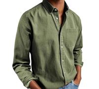 WUFANGBU Mens T Shirts Mens Shirts Long Sleeve Dress Shirts Tops Man Casual White Shirt Blouses Fashion Elegant Shirts Man Clothing Xxl Armygreen