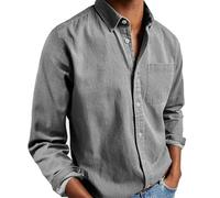 WUFANGBU Mens T Shirts Mens Shirts Long Sleeve Dress Shirts Tops Man Casual White Shirt Blouses Fashion Elegant Shirts Man Clothing 5Xl Gray