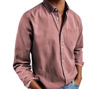 WUFANGBU Mens T Shirts Mens Shirts Long Sleeve Dress Shirts Tops Man Casual White Shirt Blouses Fashion Elegant Shirts Man Clothing Xl Pink